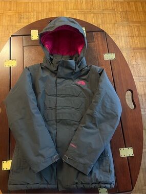The North Face girls Gray Jacket with Pink Lining
